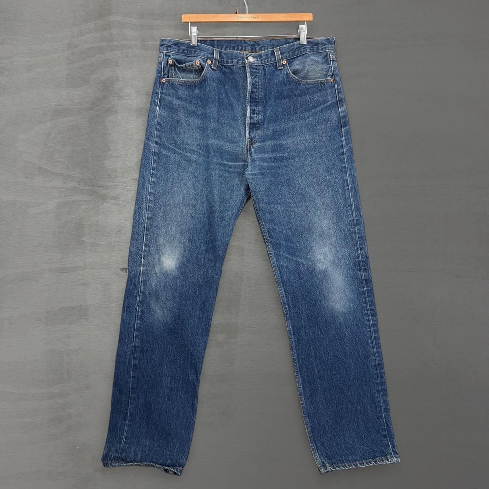 Vintage Levi's 501 XX Made in USA Jeans Blue 90s Whiskered Button Fly 36 x 33